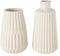 mucHome 2er Set Vasen, Blumenvasen aus Keramik 17 cm, ø ca. 8,5 cm, skandinavisches Design (Beige)