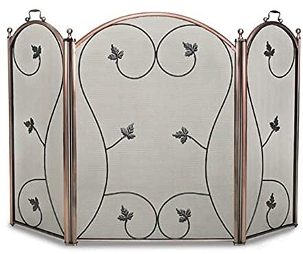 KOIAMVZW 3 Panel Flat Guard Fireplace Screen, Wrought Iron Frame With Metal Mesh, Free Standing Gate Spark Guard Cover Spark Guard Cover decoration