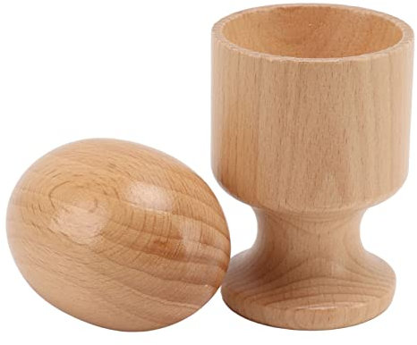 Gonetre Egg Cup Puzzle Toy Premium Wooden Grasping Practice Project Fitting Exercise Early Education Toy for Baby Toddler Beech Wood 11.5 x 5 x 5cm