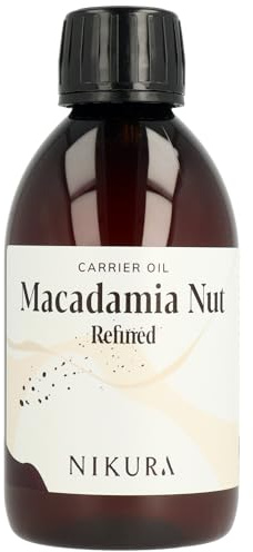 Nikura Macadamia Nut Oil (Refined) - 250ml | for Skin, Hair, Body, Face | Moisturising Carrier Oil | Vegan & UK Made | BPA Free