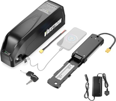 Varstrom 48V 16Ah Ebike Battery with USB & Charger Lithium Downtube Battery for Bafang 250W 500W 750W 1000W 1500W 2000W 3000W Electric Bike Conversion Kit