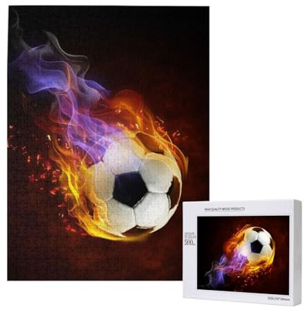 Fire Football,500 Pieces Wooden Jigsaw Family Game Jigsaw Puzzles for Adults Teens