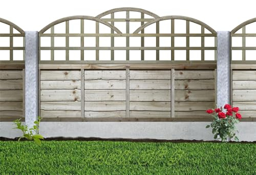 Triple Dome Pack of 5 6x1ft (W: 6ft x H: 1ft) Traditional Art Deco Style Cloud-Topped Pressure-Treated Trellis Panel 100-120mm Squares Fence Topper/Wall Art Width 1828mm x Height: 560mm