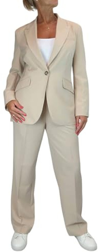 Paulo Due Women's 2 Piece Trouser Suit Fully Lined Blazer Beige (16)