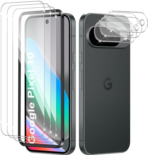 Yenwen Displayschutz für Google Pixel 10 für Panzerglas, 3 Stück 9H Schutzfolie mit 3 Stück Kameraschutz Glas, HD Kratzfest Folie, Displayschuzfolie Screen Protector mit Montagerahmen