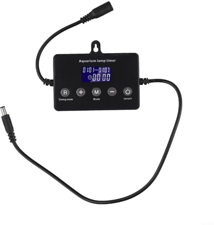 Oniissy Controller di luce per acquario Display LCD Dimmer Timer 12-24V Fish Tank LED Interruttore luce striscia con effetti tramonto alba Multi-livello Dimming Power Memory