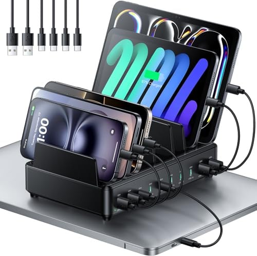 Station de Charge Multi-appareils Rocoren 400W, PD100W Station de Charge USB-C GaN 10 Ports, Chargeur de Bureau avec Charge Rapide, Compatible avec MacBook Pro/Air, iPh0ne et Galaxy