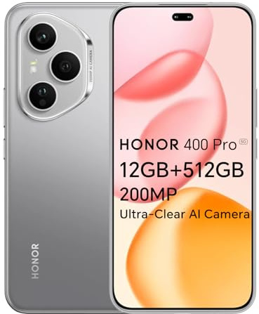 HONOR 400 Pro 5G Telephone Portable, 12GO 512GO Smartphone, Caméra AI 200MP Ultra-Claire, Snapdragon 8 Gen 3, 6,7 120Hz AMOLED, 5170mAh, Dual-SIM, NFC, sans Chargeur, Gris