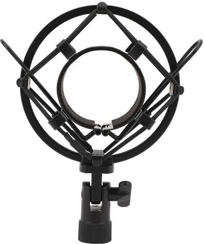 ASHATA Runde Mikrofon-Stoßdämpferhalterung, Stabiler ABS-Mikrofonhalter für Aufnahmen, Geeignet für 45–50 Mm Mikrofone (BLACK)
