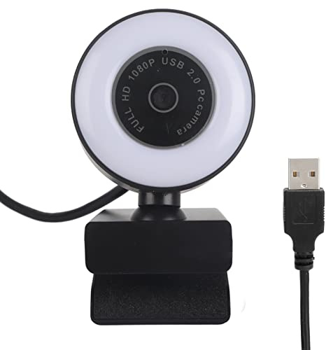 Ouitble Webcam mit Licht, integriertem Mikrofon, HD 1080P, Autofokus, USB-Plug-Play für Live-Streaming, Videokonferenzen, OBS, YouTube, Facebook, Mac, Linux