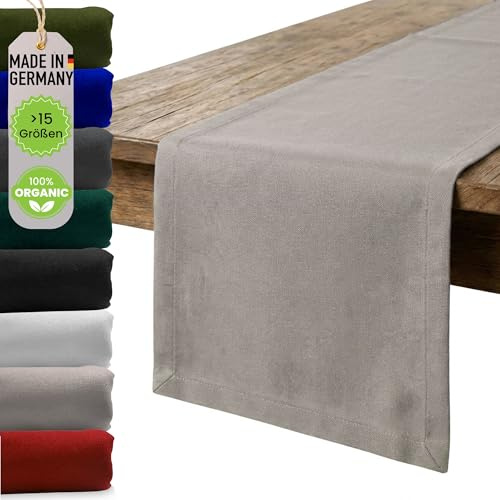 chambry Premium Tischläufer 100% Baumwolle (Canvas) - Handarbeit Made in Germany - nachhaltige hochwertige Tischdekoration - Sand 40cm x 240cm