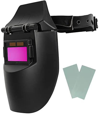 Solar Welding Mask, Auto Darkening Solar Powered Welder Hood Helmet for Men | Adjustable Headset Automatic Blackening Welder Mask Welding Hood Helmet with 2 Pads for Construction Welding Work
