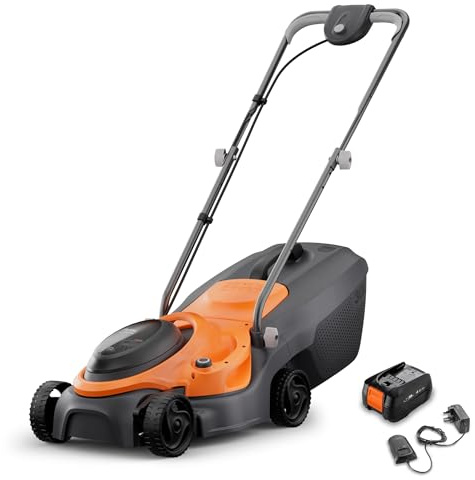 Flymo 18V SimpliMow 320 32cm Cordless Lawnmower with Battery & Charger | Mow lawns up to 200m² in as little as 20 minutes, with close to edge cutting and quick push-button height adjustment