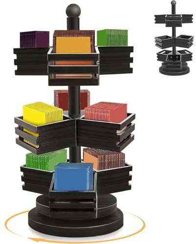 Organizer per tè – Cassapanca girevole a 3 ripiani e 9 scomparti, porta sacchetti di zucchero, scaffale verticale efficiente da appoggiare | Versatile contenitore per bar sul piano di lavoro per la