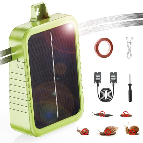 Kit de Clôture Électrique Anti-Limaces, Panneau Solaire 2W et Batterie Lithium Intégrée 2.4Ah, Appareil de Protection avec Bande de Clôture 12m et Accessoires Anti-Limaces, pour Jardins Protection
