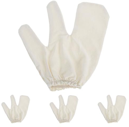 LRXIYODE 4 Stück Peelinghandschuhe zur Sanften Entfernung Abgestorbener Hautzellen mit Elastischem Handgelenkband aus Rohseide für Damen und Herren in Zuhause und Schlafsälen
