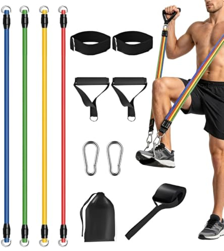 Resistance Bands with Handles, Heavy Strength Training Exercise Tubes | Muscle Strength Training | Full Body Fitness Equipment Set With Door Buckle Ankle Rings Carabiner Carry Bag