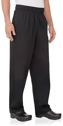 Chef Works Pantalones de Chef Holgados Esenciales para Hombre, Negro, 4X-Large