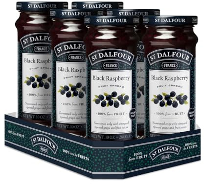 St. Dalfour Black Raspberry Fruit Spread - 10oz - 100% from Fruit, No Artificial Ingredients, Non-GMO, No Cane Sugars, All Natural - Pack of 6