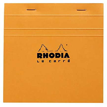 Rhodia 148200C Notizblock Le Carré (kariert, quadratisch, 148 x 148 mm, 80 Blatt) 1 Stück orange