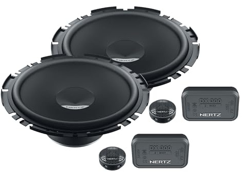 Hertz DSK 170.3 17cm 2-way component speaker, 80W, 4Ohm, 50Hz - 23kHz ~ Dieci series ~ | Water Resistant Press Paper, PEI Tweeter 24 mm, Includes Crossover, 6.5 Inch, 80 W RMS, 4 Ohm, 93 dB
