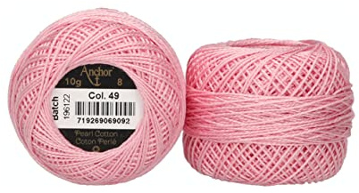 Anchor Embroidery Thread, 100% Cotton, Raspberry Pink, Thickness 8, 82m, 16