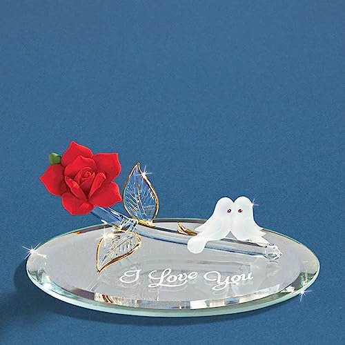 Glass Baron I Love You Doves with Rose Figurine