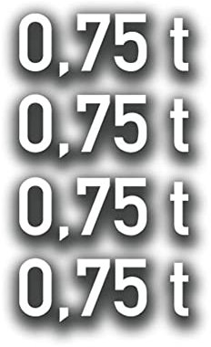 Aufkleber/Sticker 0,75t PKW Anhänger Gewicht Auto 750kg Kasten 3,5x9,4cm A2967