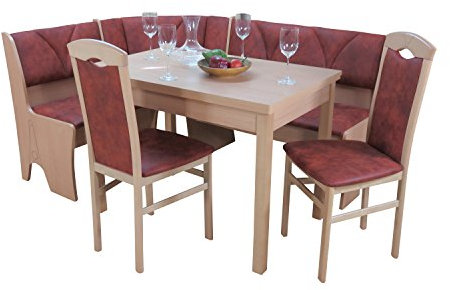moebel direkt online Eckbankgruppe 4tlg. Silvia buche Natur/Terracotta Vintage