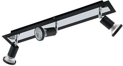 EGLO LED Deckenlampe Sarria, 3 flammige Deckenleuchte | Deckenstrahler aus Metall, Wohnzimmerlampe in Schwarz, Chrom, Spots inkl. GU10 Leuchtmittel, warmweiß