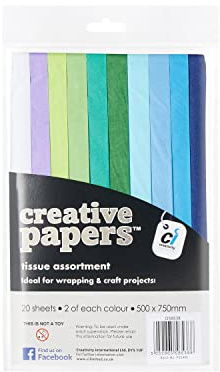 Scola Tissue Paper, Multi Cool Shade Colours, 20 Sheets, 50 x 75 cm, Craft, Decorative Paper, Ideal for Hobbyists and Professional Crafters, Adults and Kids