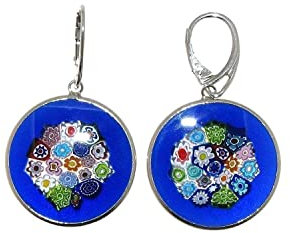 Venetiaurum - Boucles d'oreilles pour Femme avec Murrina 26mm en Verre de Murano Original et Argent 925 - Bijou Certifié Made In Italy