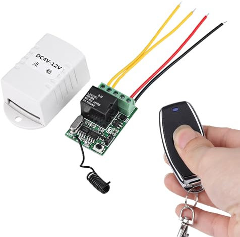 DEWIN Mando Distancia Garaje, Emisor Receptor Inalambrico DC 4V 5V 6V 7.4V 9V 12V Relé Inalámbrico Control Remoto Un Transmisor de Receptor de Interruptor de Llave