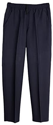 Pantalón Adaptado Hombre - Verano - Pantalon Vestir con Goma en la Cintura - Tallas Grandes - Gris/Marino/Tostado (Marino, XL)
