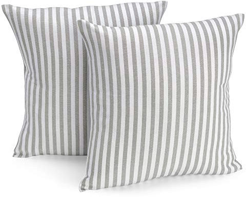 FILU Kissenbezug 50 x 50 cm 2er Pack (Farbe wählbar) Grau/Weiß gestreift - Kissenhülle, Kissen, Sofakissen, Dekokissen, Sitzkissen, 100% Baumwolle, Deko für jeden Raum, Garten und Terrasse
