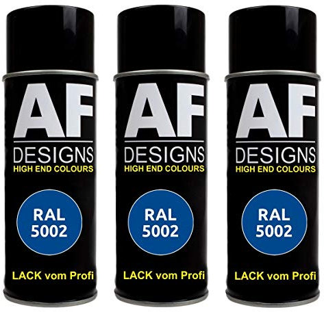 Alex Flittner Designs 3x RAL Lackspray Autolack Buntlack Spraydose RAL5002 ULTRAMARINBLAU matt