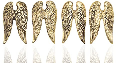 B2S BACK2SEASON Kerzenstecker Kerzenpin Engelsflügel 4 Stück Stumpenkerzen Gold antik Aluminium Kerzen Advent Flügel 4er Set