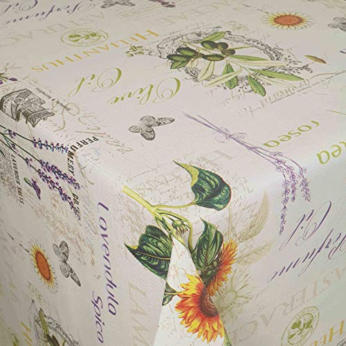 Wachstuchtischdecke Heilpflanzen Rechteckig 130 x 160 cm | abwaschbare Tischdecke, Gartentischdecke, wasserabweisend, gefaltet
