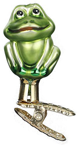 Christbaumschmuck Christbaumhänger Inge-Glas mit Sternenkrönchen, handbemalt und mundgeblasen, Mini Frosch, 5.5 cm