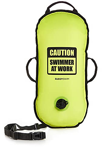 BUDDYSWIM Freiwasser Schwimmboje 10 L für Überquerungen und Wettkämpfe. Nylon-Oberfläche, Ultraleicht und widerstandsfähig, mit Griffen und verstellbarem Gürtel. Schwimmring Erwachsene. Gelb