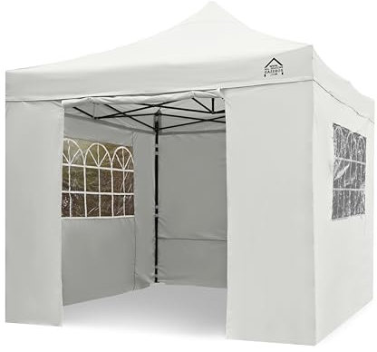 All Seasons Gazebos 3x3m Heavy Duty Fully Waterproof Pop up Gazebo with 4 Premium Side Walls - White