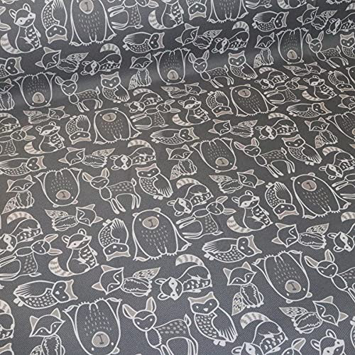 HEKO PANELS Stoff Oxford Wasserdichte Meterware Canvas Polyester Stoff Zum Nähen Nähstoffe Möbelstoffe Dekostoffe Handwerken Wasserabweisend Blickdicht Tiere Weiß Anthrazit 100 x 160 cm