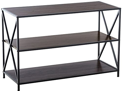 CLP Regal Mendig Mit Metallgestell Und DREI Ablageflächen I Dekoratives Regal I Lowboard I Freistehendes Standregal, Farbe:braun