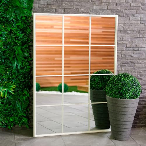 Charles Bentley Large Industrial Garden Window Mirror Accessory Feature L130 x D2.5 x W95cm Antique White