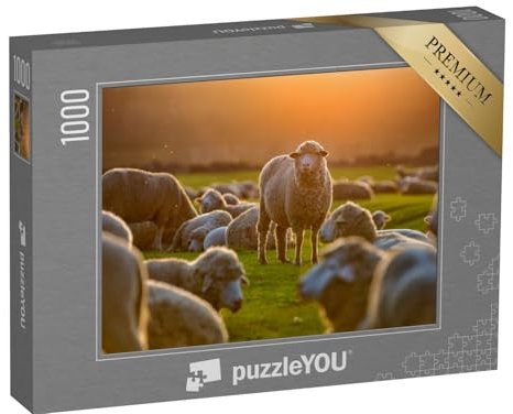 puzzleYOU: Puzzle 1000 Teile „Schafherde bei Sonnenuntergang“ – aus der Puzzle-Kollektion Schafe & Lämmer
