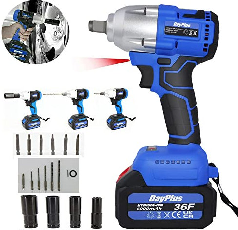Avvitatore ad Impulsi 21V senza fili, 420 Nm a Massa Battente con 6,0Ah Batteria, 4x Chiavi A Bussola per 14/17/19/22mm, Caricatore Rapido, Luce LED