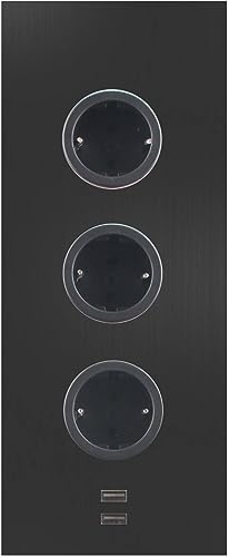 CARESSI Steckdosenelement 3ST29 3 Schukosteckdosen 2 USB-Charger schwarz