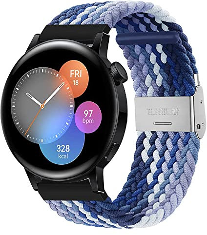 Nylon Armband Kompatibel mit Huawei Watch GT3 42mm Loop Nylon Sport Uhrenarmband für Huawei Watch GT3 42mm mit Metallschnalle aus Edelstahl Armbänder für Herren Damen (Blaubeere,20mm)