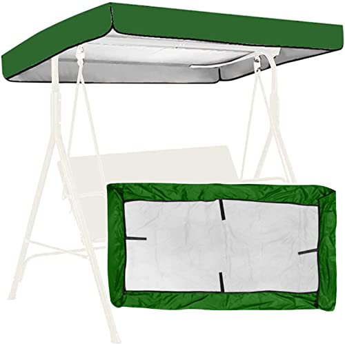 EEUK Hollywoodschaukel Dachbezug Universal 3 Sitzer 2 Sitzer, Sonnendach Dach Ersatzdach Gartenschaukel Universal Dach für Hollywoodschaukel Wasserdicht, UV-Schutz (Size:142x120x18cm,Color:Grün)
