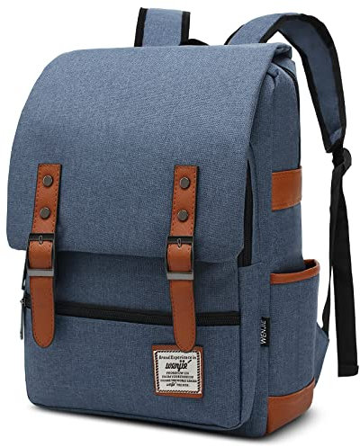 DORRISO Mochila Hombres Mujeres Moda Bolsa de Hombro para 16 Pulgadas portátil Viaje Escolares Conmutar Causal Bolsos Gran Capacidad Mochila Lona Messenger Bag Azul A